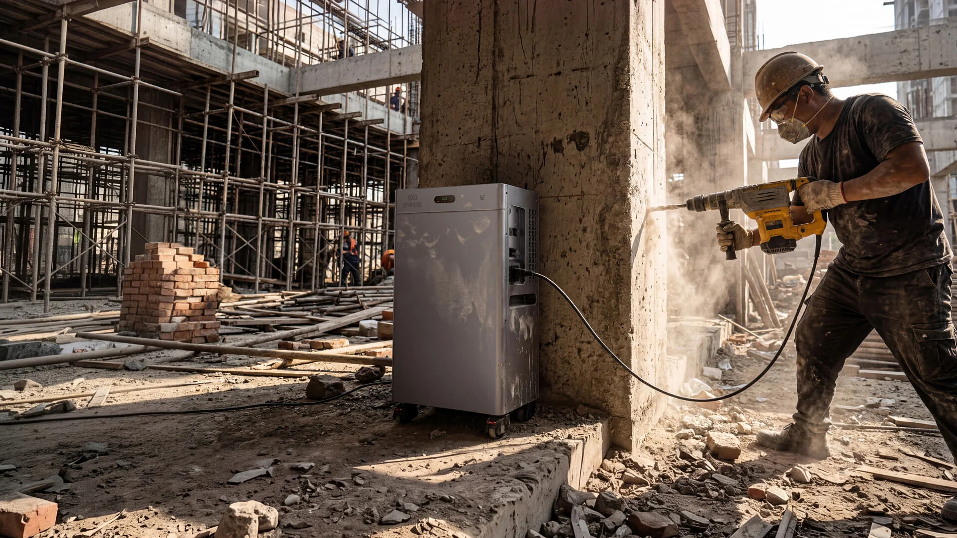 SolarFlow 3000 Mix AC+ utilisé sur un chantier